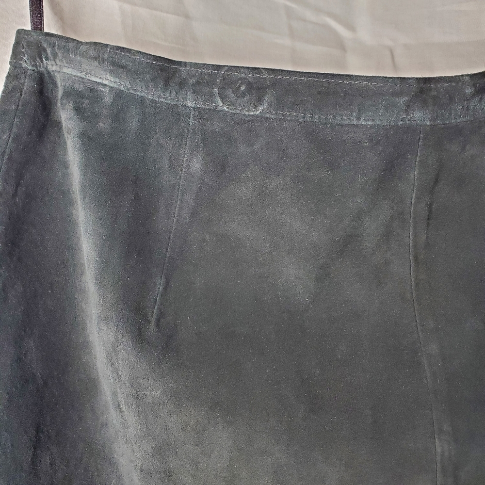 Révue Vintage 90s Black Suede Pencil Skirt Size 10 - Picture 6 of 12